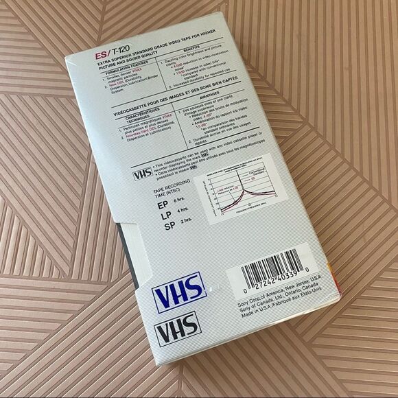 Sony VHS Tape Blank Media T-120 Dynamicron ES SP 2hrs LP 4 hrs EP 6hrs Video New - Picture 2 of 6